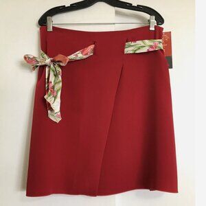 ILARY Red Short Skirt with Scarf NWT